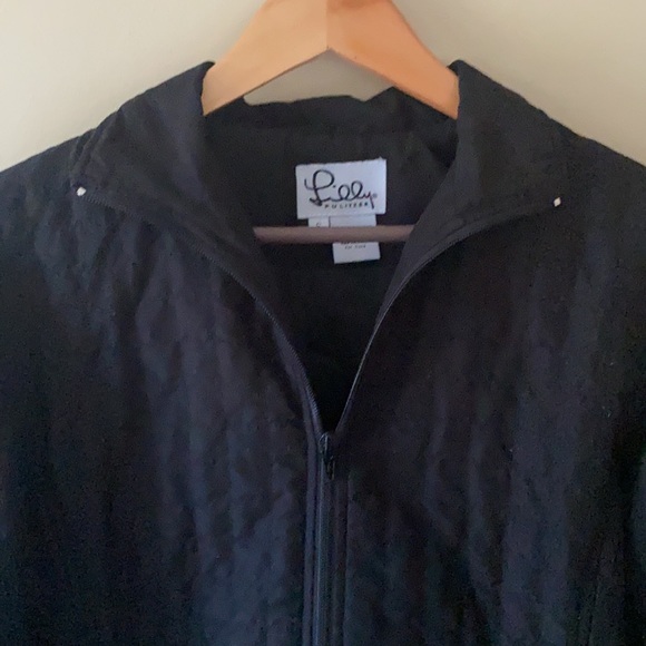 Lilly Pulitzer White Label Black Quilted Zipper Jacket S - Picture 2 of 15